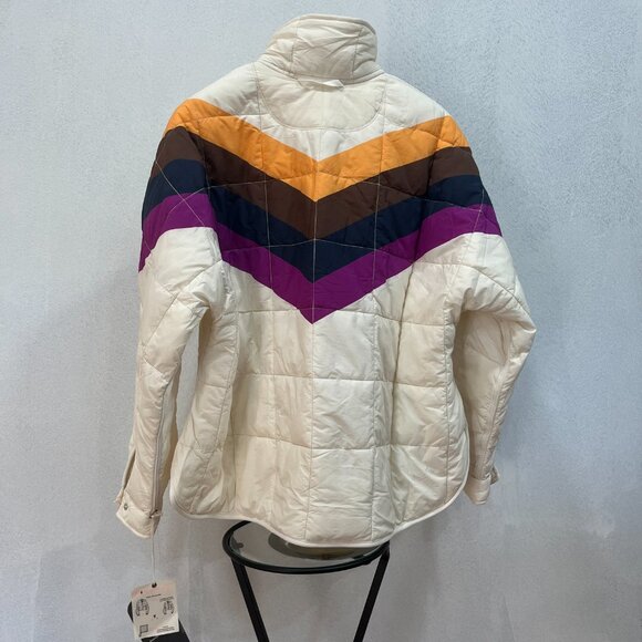 NWT Free People Movement X Hatch Printed Puffer Jacket Ivory Chevron Combo, XS - Picture 4 of 8